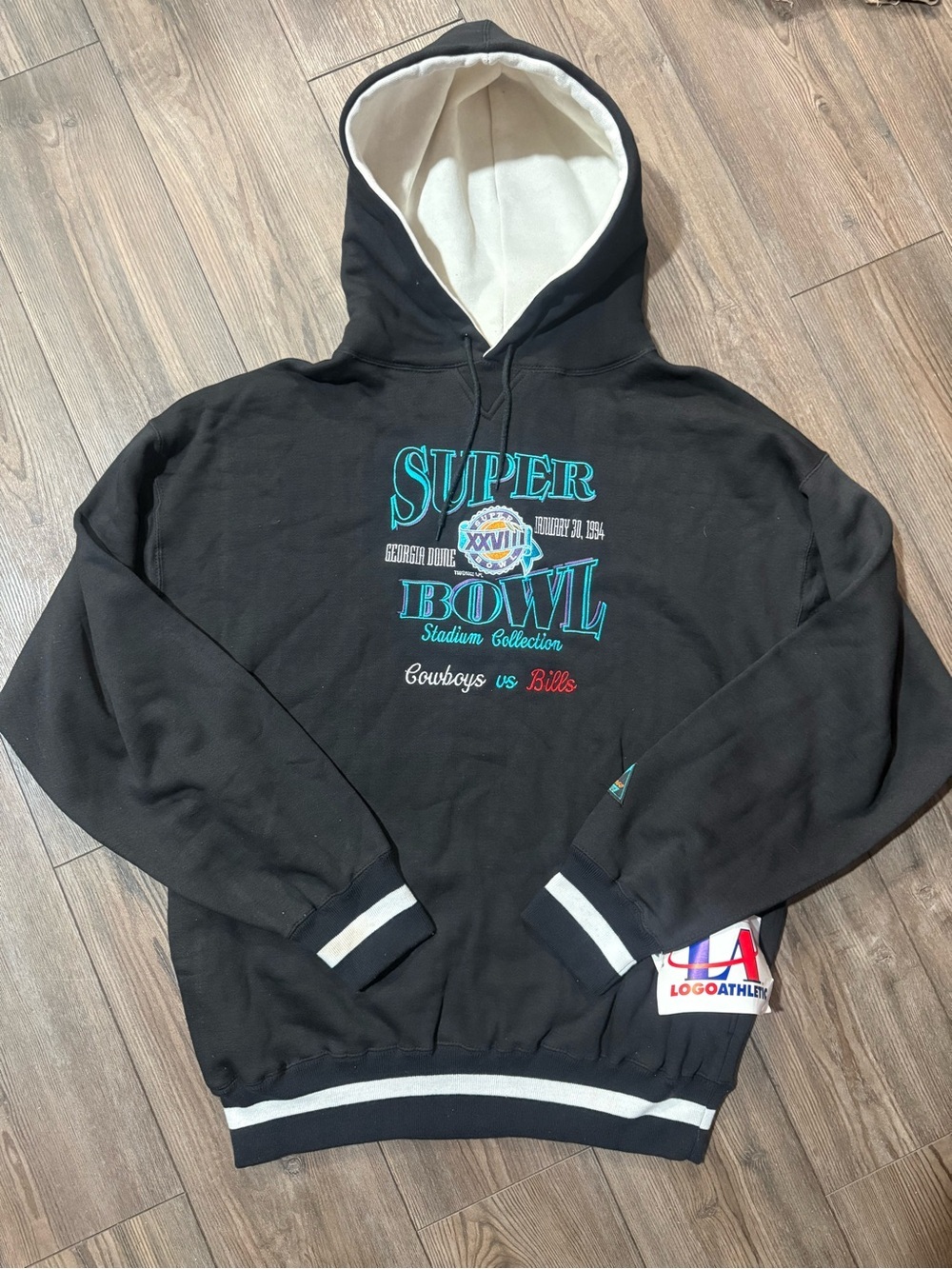 VTG 1994 Logo Athletic Super Bowl XXVIII Cowboys Bills Hoodie NWT XL Rare
